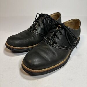 COLE HAAN MEN'S LUNARGRAND BLACK SADDLE SHOES LACE UP C13960 SIZE 7.5M